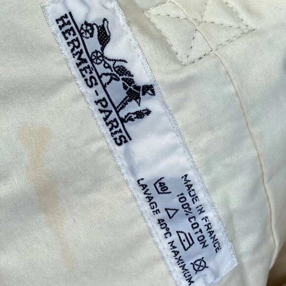 HERMES Flower Parrot Bird Pattern Purse vintage Shoulder Bag cotton Orange/Green - Picture 8 of 10